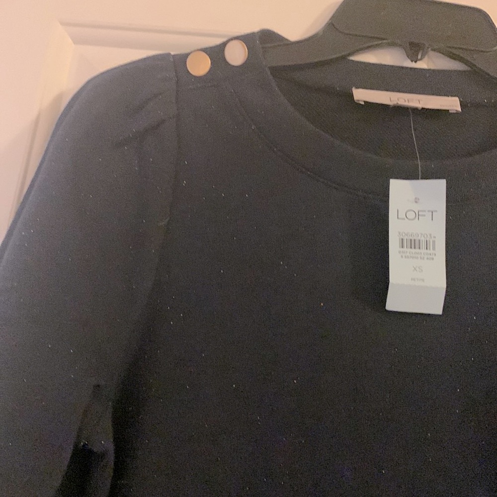 Brand new with tags loft dress. Navy blue, Puffy sleeves, gold buttons.